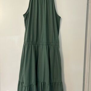 Sleeveless Tiered Maxi Dress in Olive Green